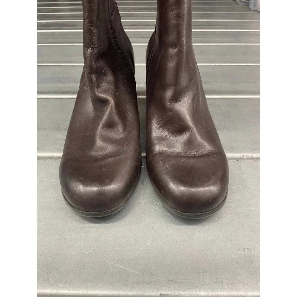Spring Step Ankle Boots Womens‎ 9.5 Brown Leather Bootie Side Zip